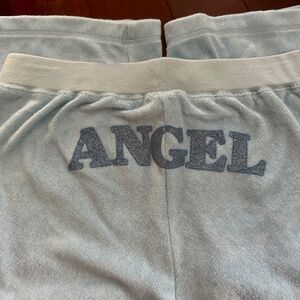Personal Identity Blue Pajama Women's Lounging Pants Angel Glitter Size M EUC